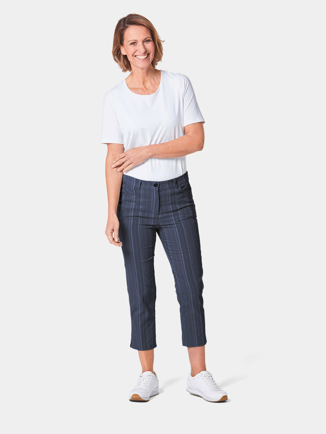 

Брюки GOLDNER Verkürzte Struktur Hose, цвет dunkelmarine