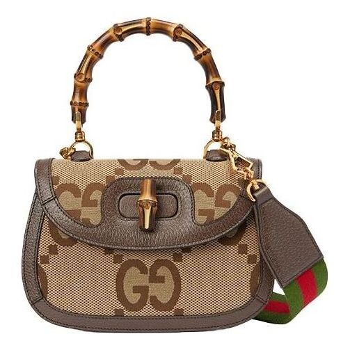 

Сумка bamboo 1947 jumbo gg small top handle bag 'beige brown' Gucci, бежевый