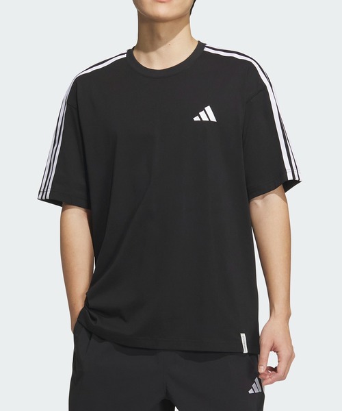 

Футболка свободного кроя с коротким рукавом, три полосы / adidas, черный