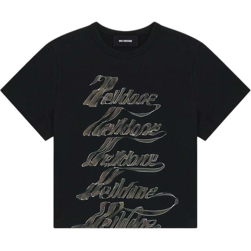 

We11Done Женская черная футболка с круглым вырезом, Черный, We11Done Женская черная футболка с круглым вырезом