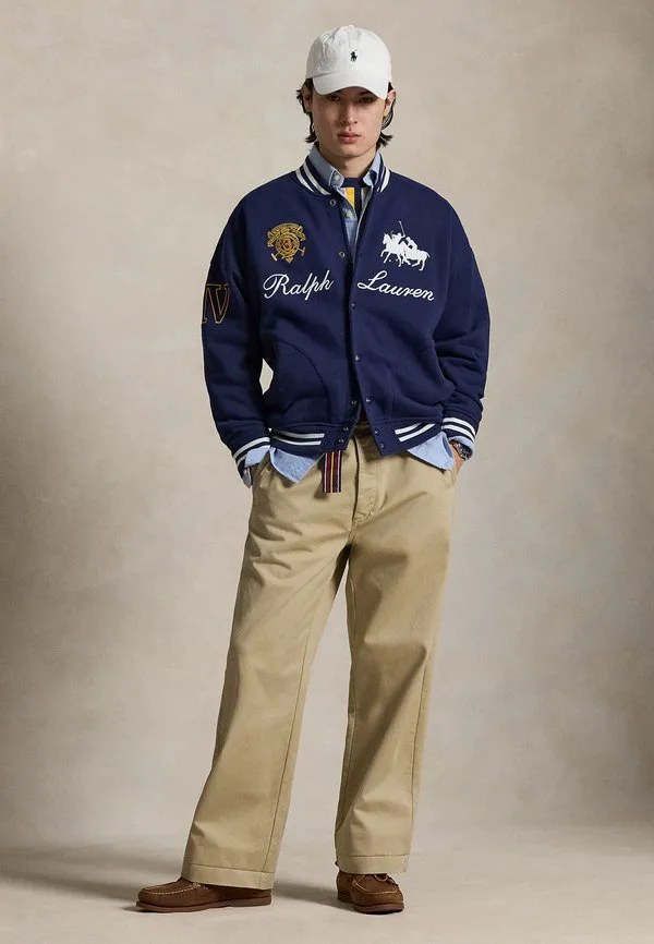 Тяжелая флисовая бейсбольная куртка-бомбер Polo Ralph Lauren, Newport Navy — фото 2
