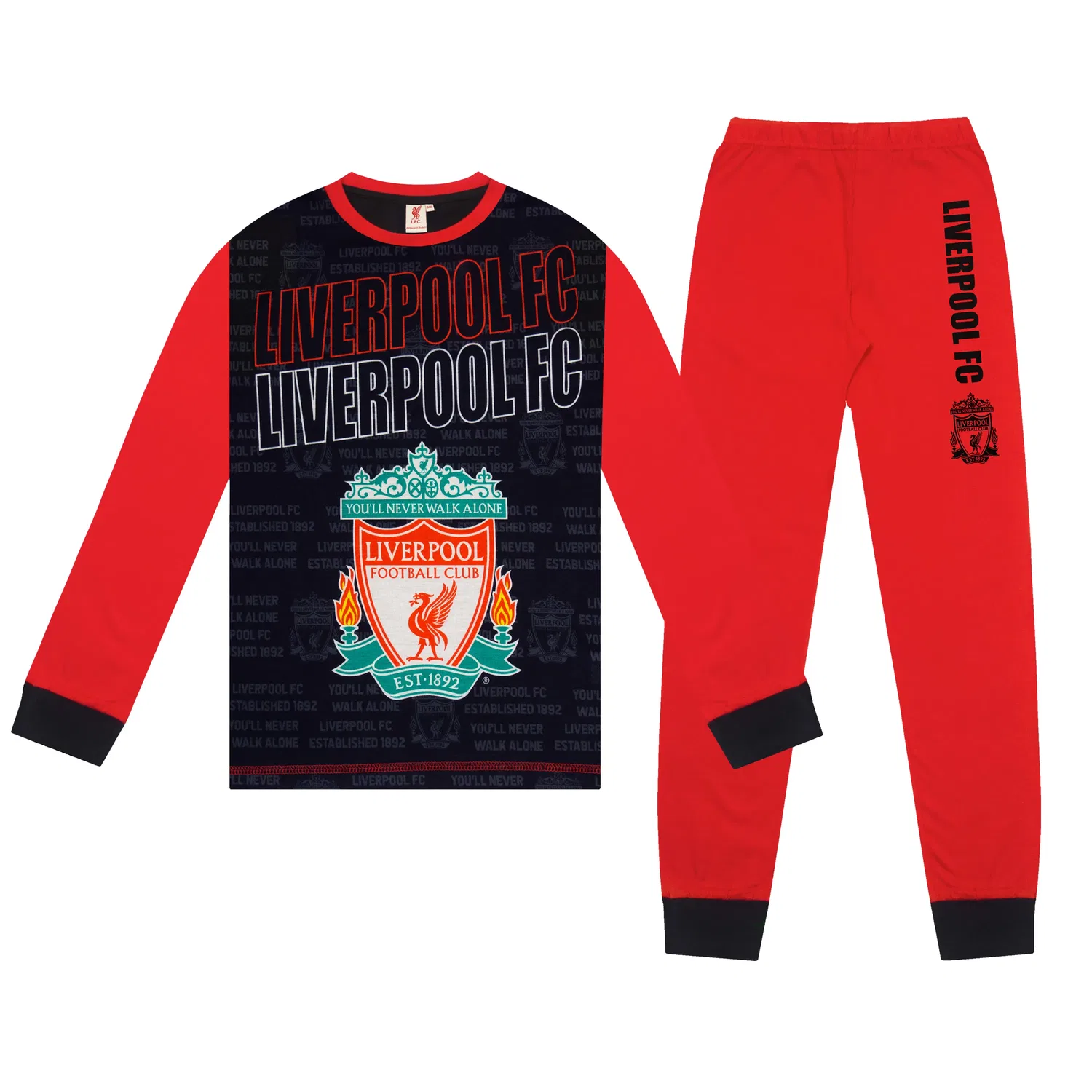 Детская пижама с принтом Liverpool FC, черный
