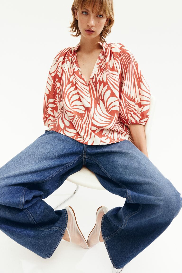 

Блузка с объемными рукавами H&M, красный