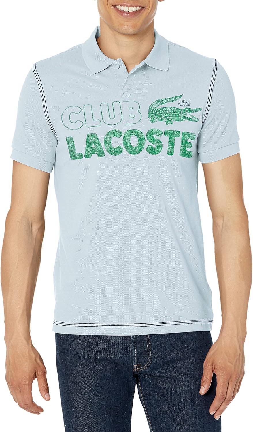

Lacoste мужская футболка поло с коротким рукавом и принтом, regular fit, petit pique, White