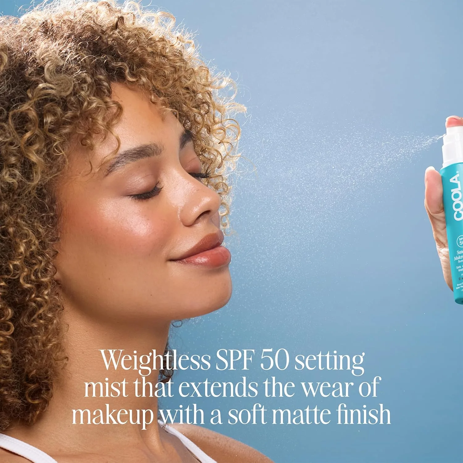 COOLA SunBlur Спрей для фиксации макияжа с SPF 50, матирующий спрей, протестирован дерматологами, без парабенов, веганский, 1,9 жидких унций, Multicolor — фото 2