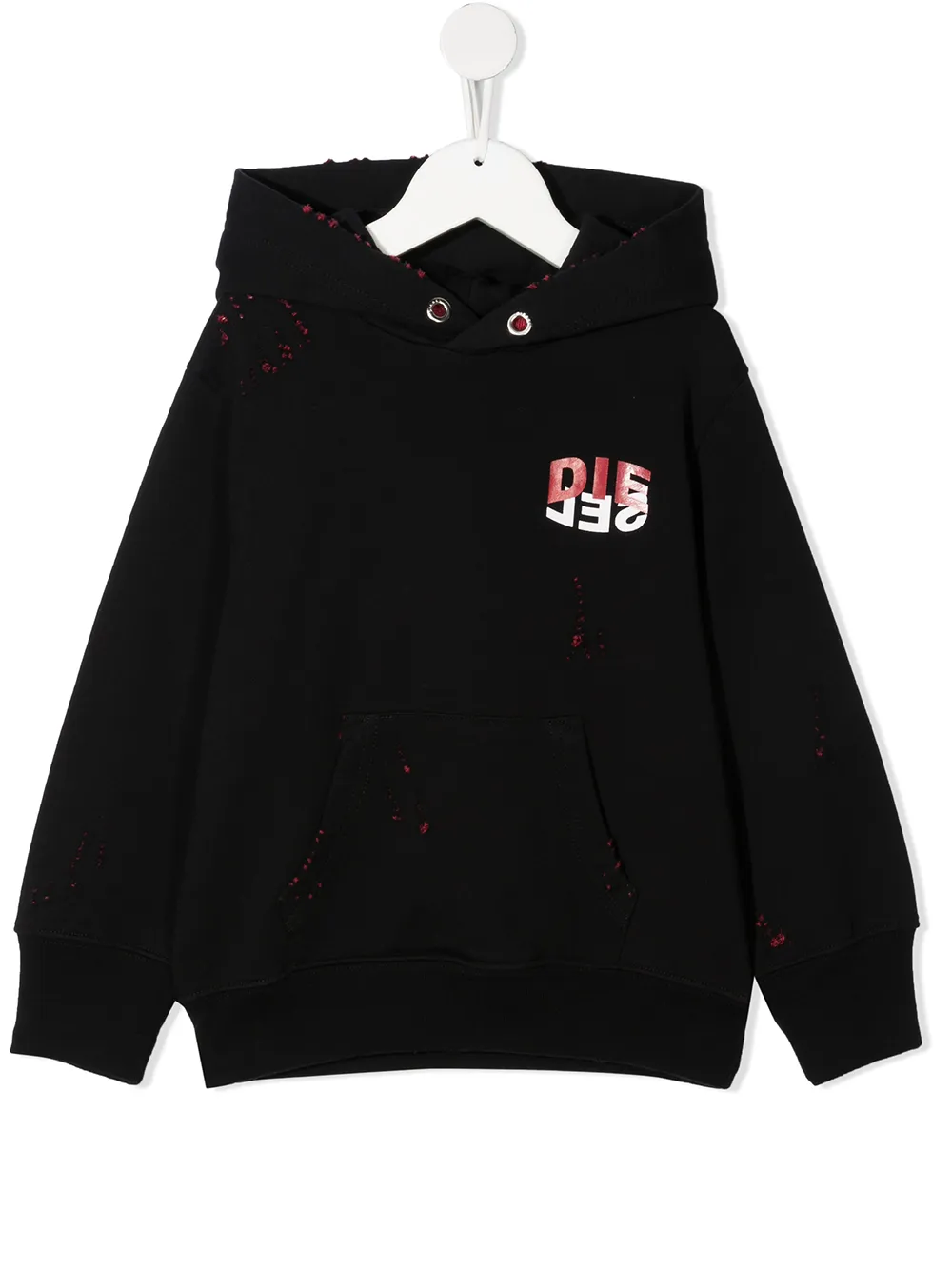 

Худи с логотипом и эффектом потертости Diesel Kids, черный