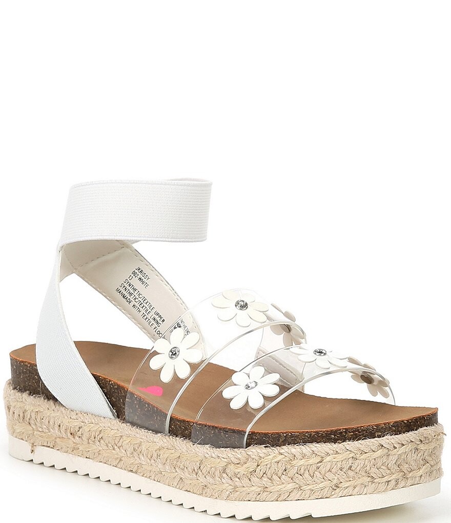 

Сандалии на платформе Steve Madden для девочек J-Krissy из рафии с вышивкой (молодежная), белый