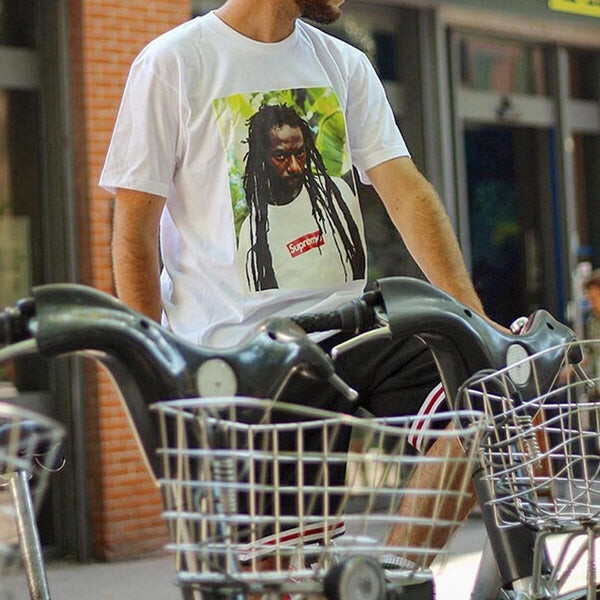 Футболка ss19 buju banton tee reggae character printing short sleeve white Supreme, белый — фото 4