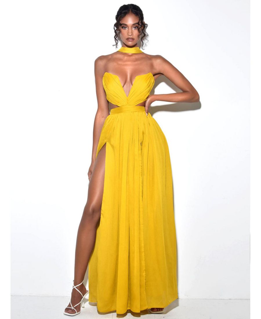 

Женское длинное платье Xella из желтого плиссированного шифона Miss Circle, Yellow