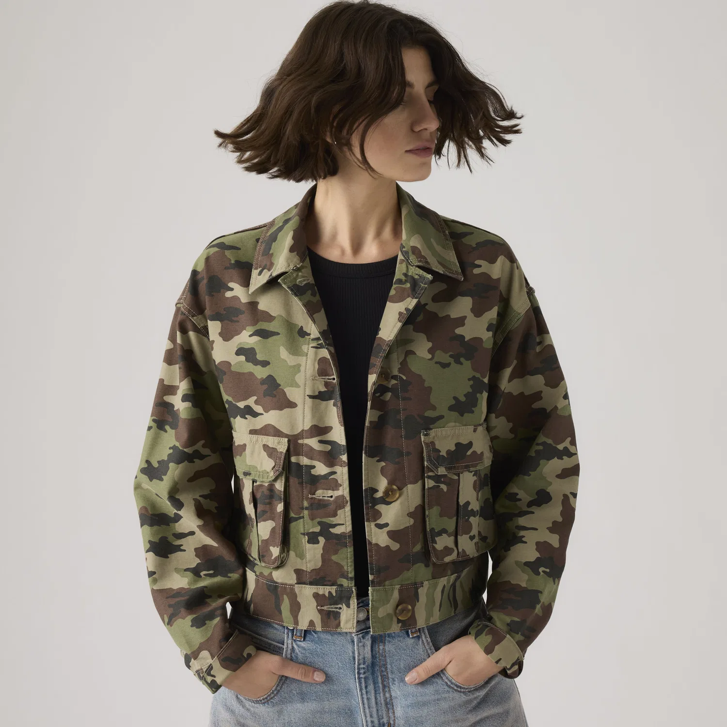 Укороченная куртка Marlowe Cropped Utility Heritage Jacket Levi's, Green