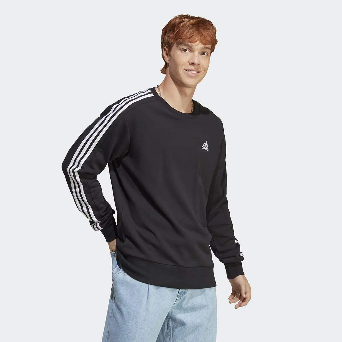 

Мужская толстовка Essentials 3 полоски Adidas, чёрный