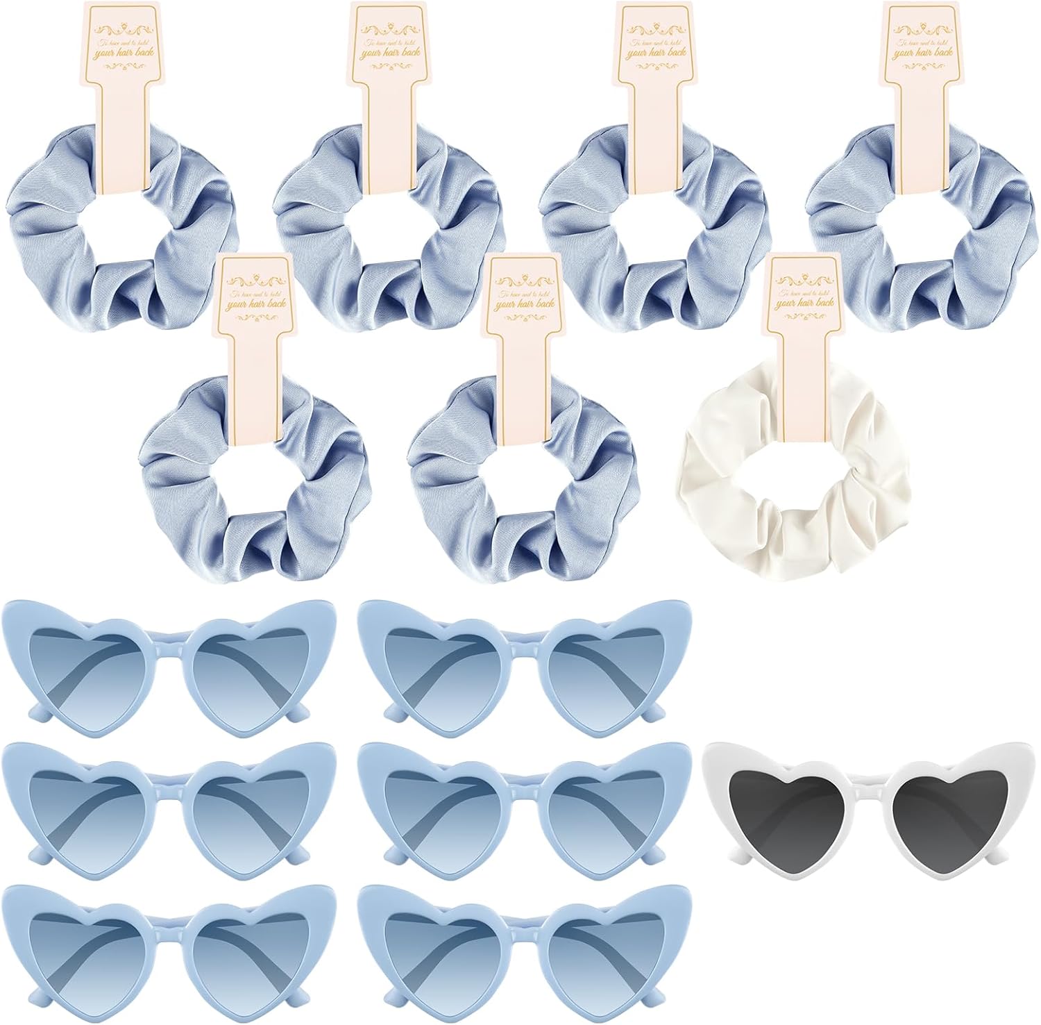 

Солнцезащитные очки и резинки для волос для подружек невесты, резинки для волос для девичника, подарки для предложения стать подружкой невесты на свадебную вечеринку Bouiexye, White,dusty Blue