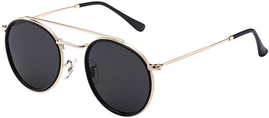 

Ретро поляризованные круглые солнцезащитные очки для мужчин и женщин в винтажной оправе с двойной перемычкой, очки для вождения, защита от УФ-излучения UV400 VFDHN, C5 Grey