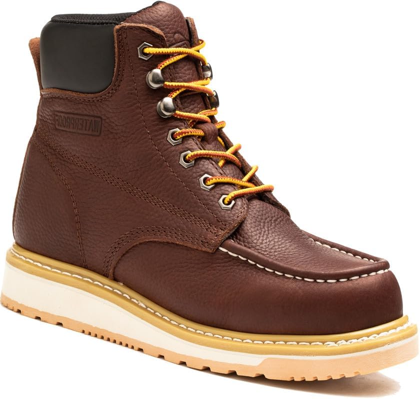 

Ботинки AZXPROT для мужчин, 15 см с мягким носком, водонепроницаемые, скуфовые подошвы, удобная обувь для строительных работ, коричневый