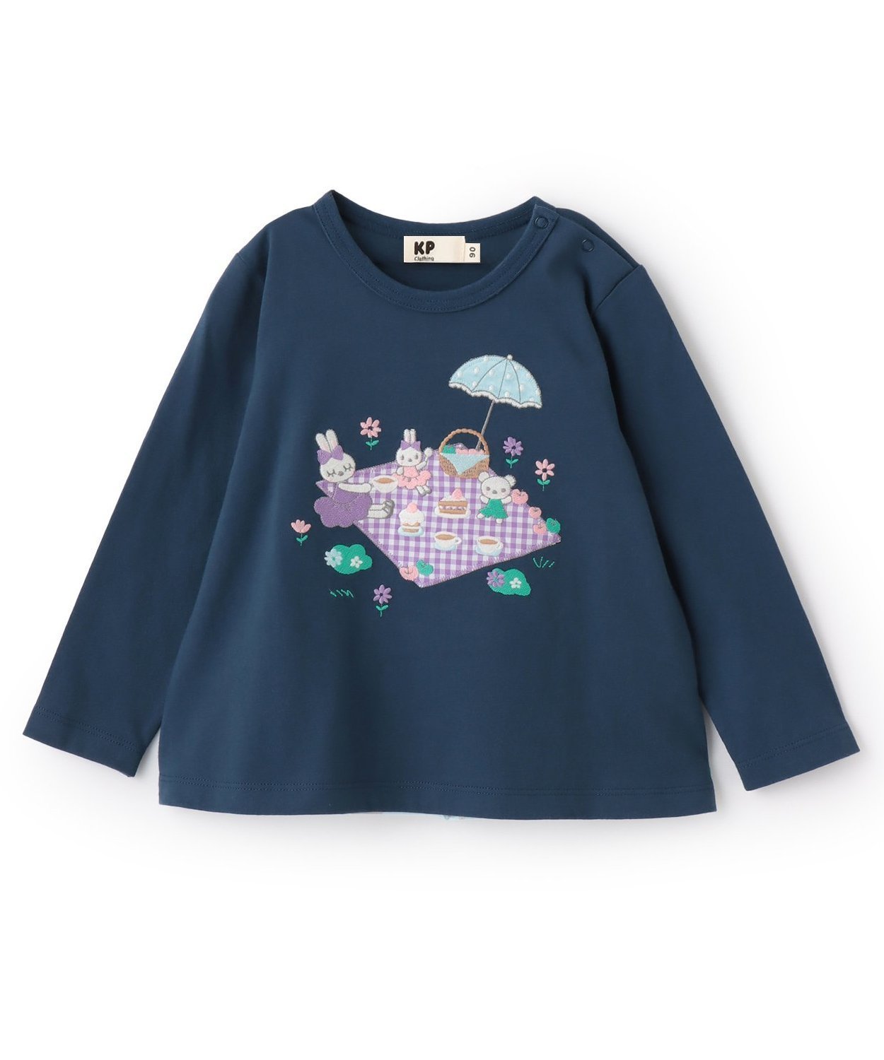 Футболка с длинными рукавами и аппликацией для пикника KP, Navy blue