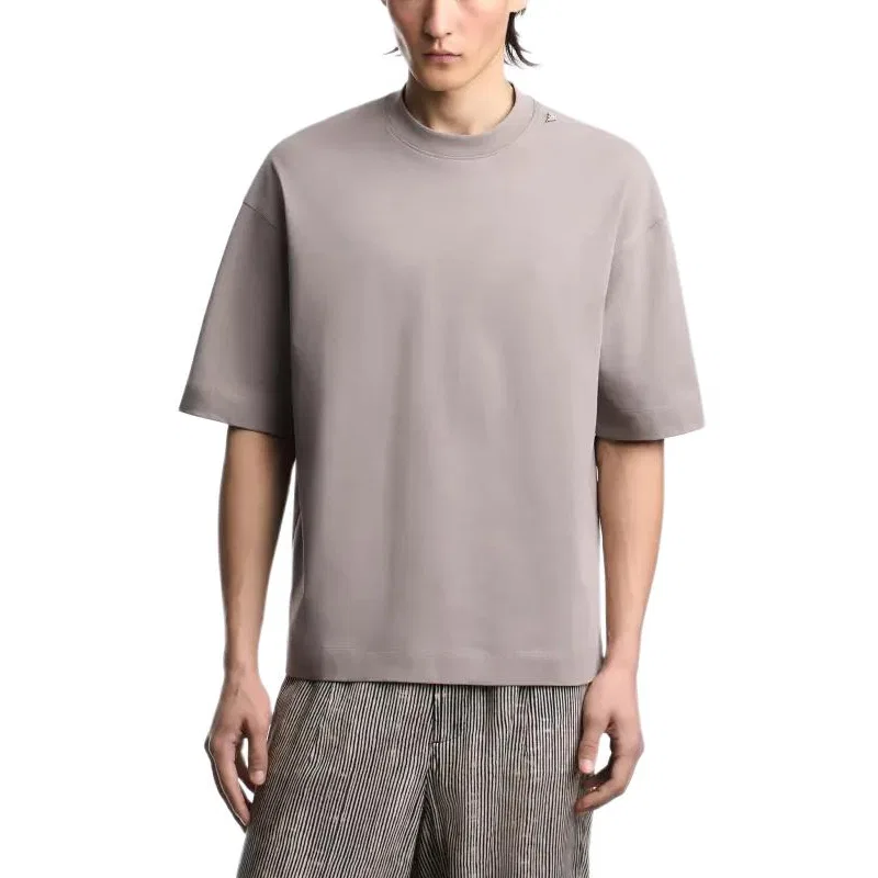 Футболка мужская taupe, с круглым вырезом, прямой крой EMPORIO ARMANI — фото 4