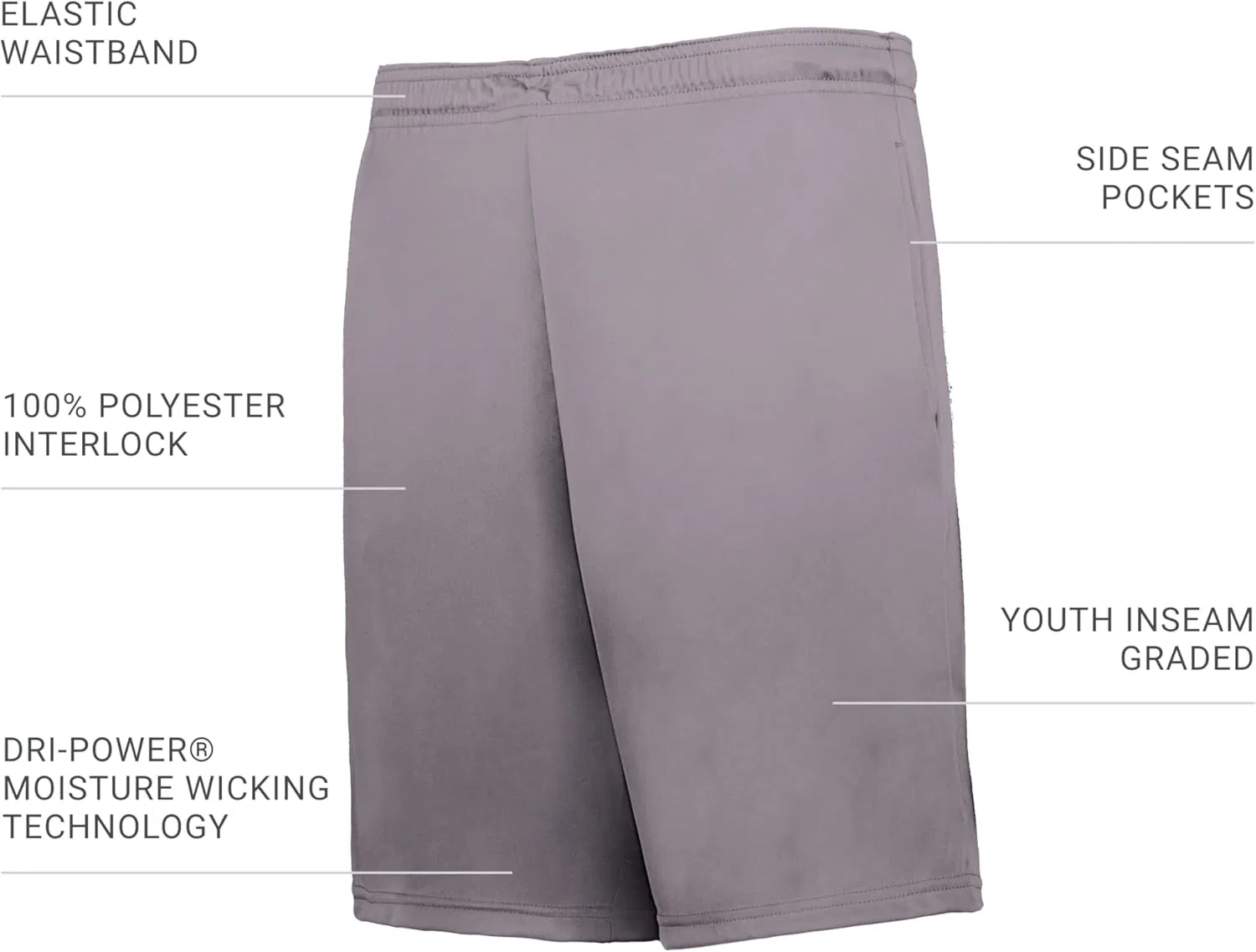 Russel Athletic Спортивные шорты Russell Athletic Boys Dri-Power Essential Performance Shorts, Rock — фото 3