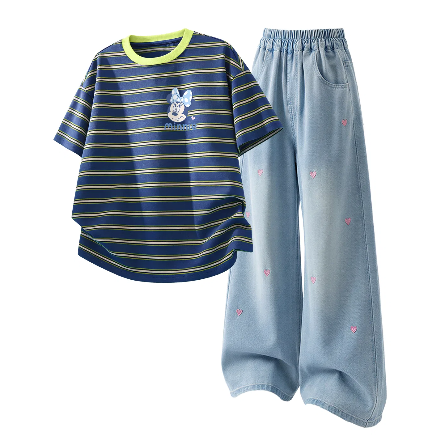 Детский спортивный костюм Casual Sportswear 2 Piece Set Disney, Dili Cute Nini K Blue Gold+Solid Color Denim Light Blue
