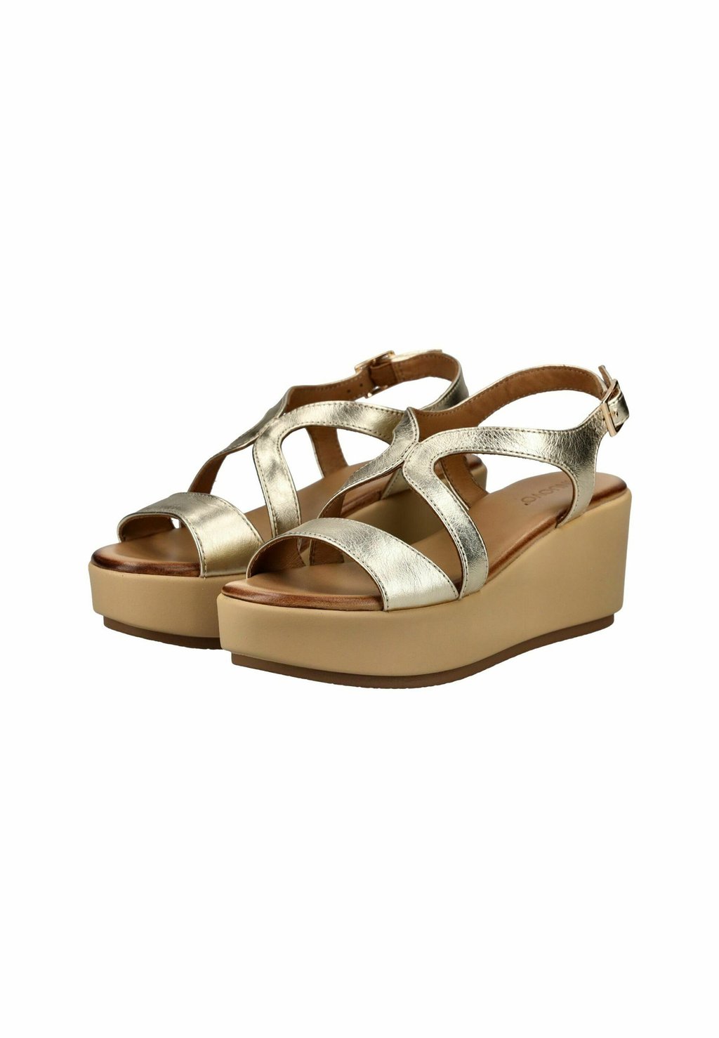 Босоножки на танкетке High heeled sandals Inuovo, золотой — фото 2