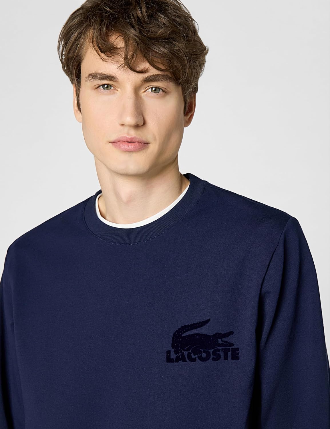 Lacoste мужская толстовка из хлопкового флиса для дома, Navy Blue — фото 4