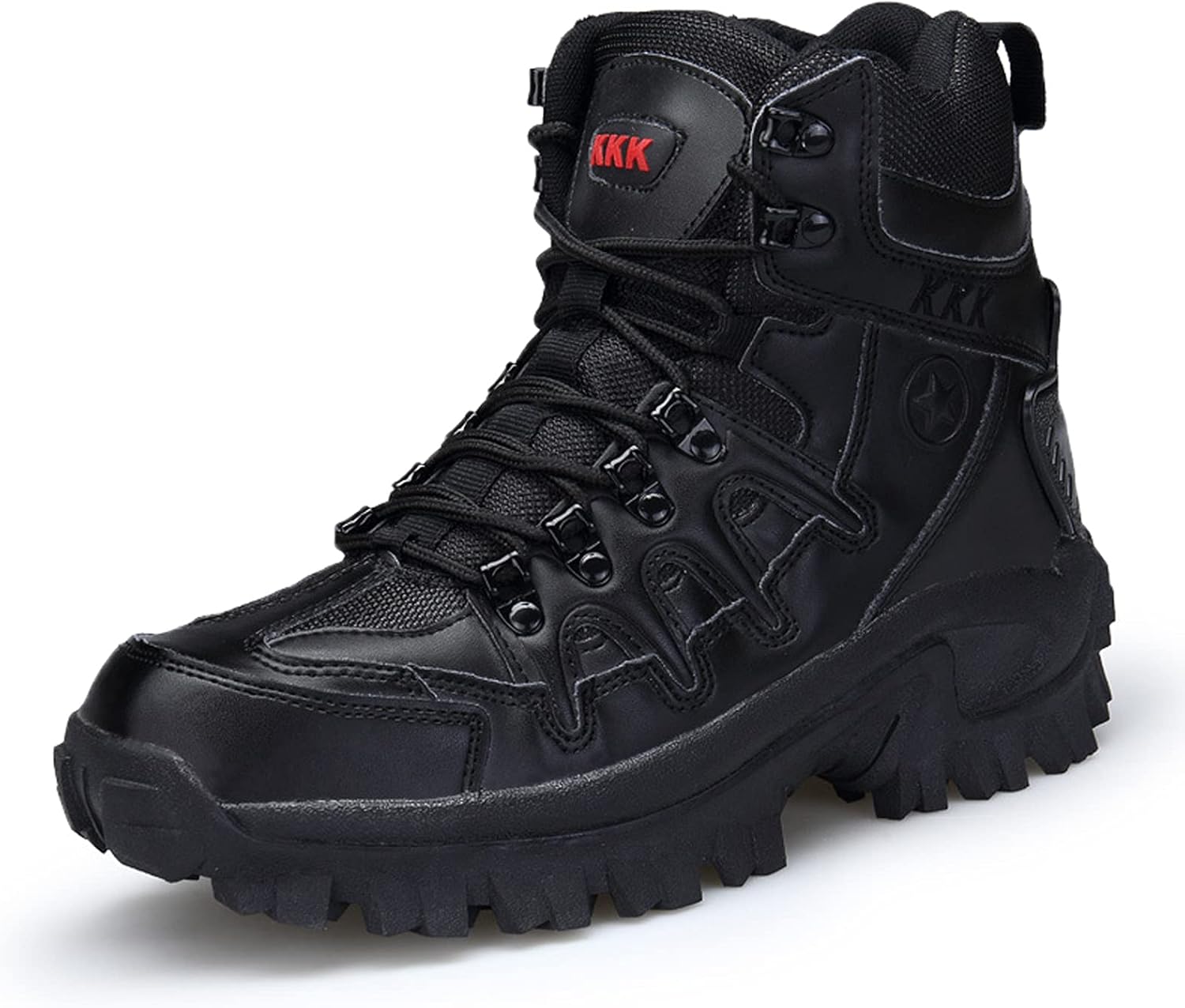 

Мужские походные ботинки hongrenamz, водонепроницаемые, на шнуровке, для кемпинга, нескользящие, для активного отдыха, путешествий, треккинга и ходьбы - черные