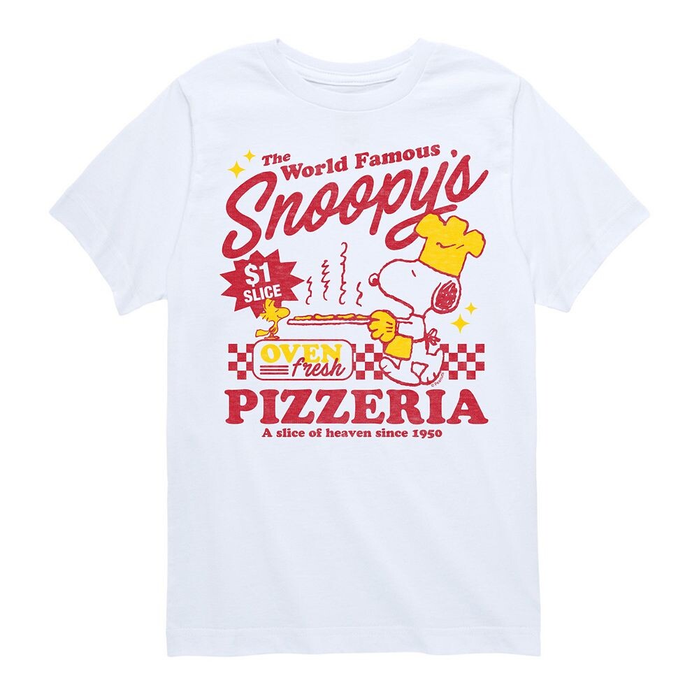 

Футболка с рисунком Peanuts Snoopy's Pizzeria для мальчиков 8–20 лет Licensed Character, белый
