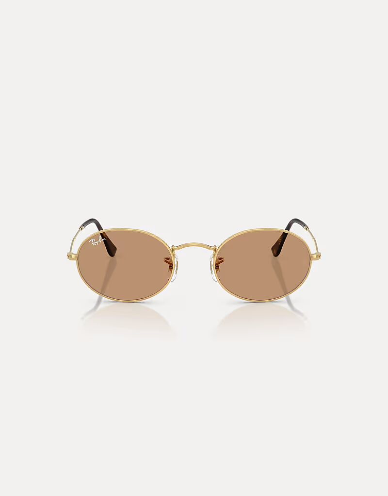 

Солнцезащитные очки Ray-Ban Oval в металлической летней оправе с коричневыми линзами в цвете arista gold