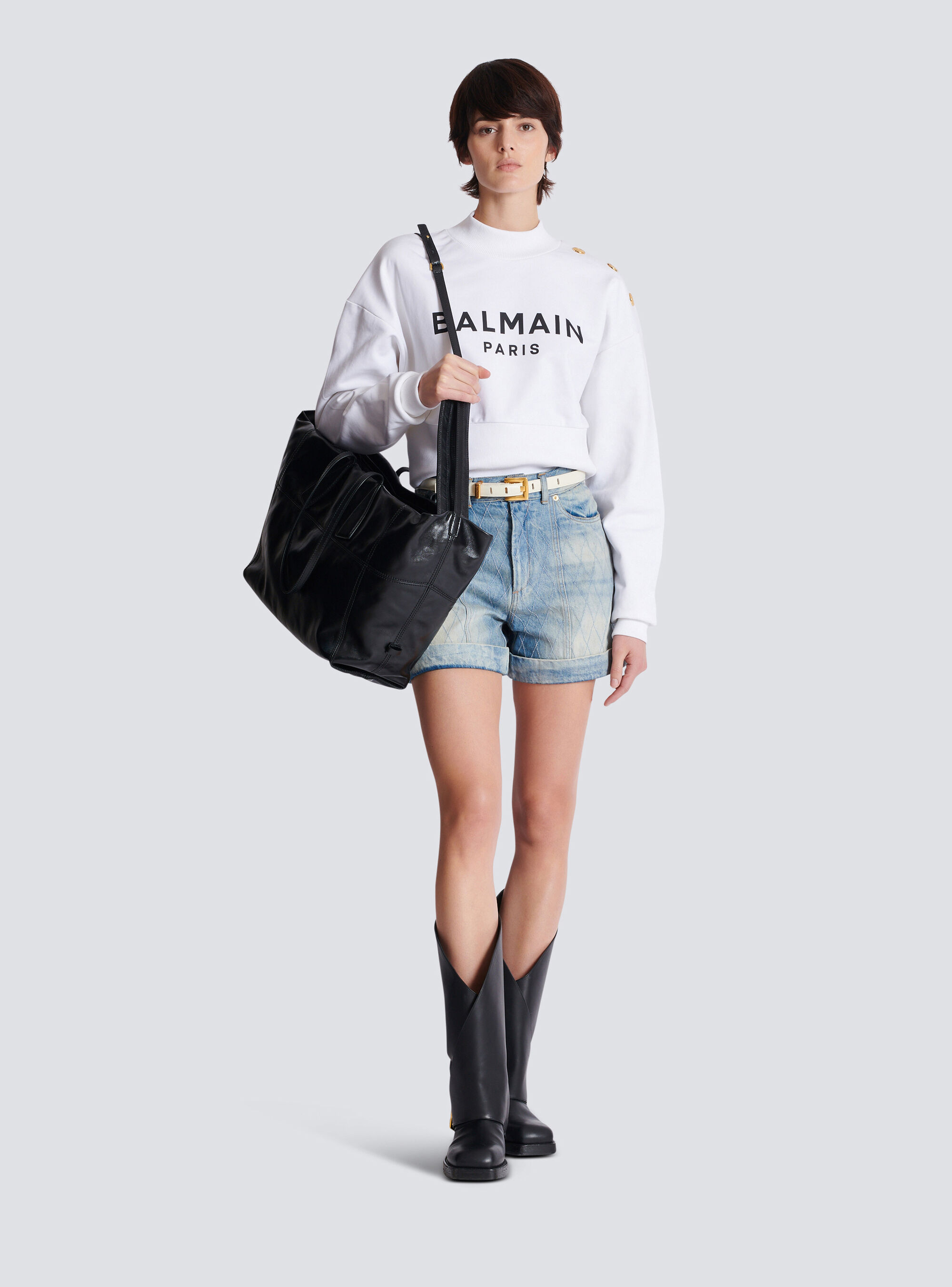 Свитшот с принтом Balmain Paris, белый/синий/черный/розовый — фото 2