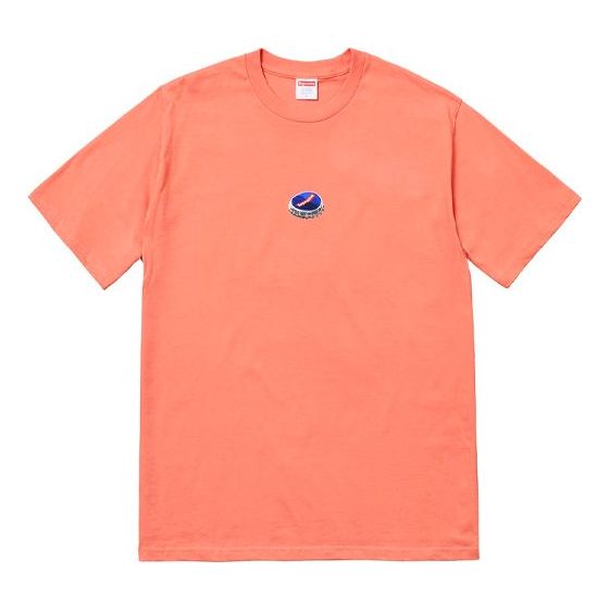 

Футболка Supreme FW18 Bottle Cap Tee Terra Cotta Logo Tee, красный