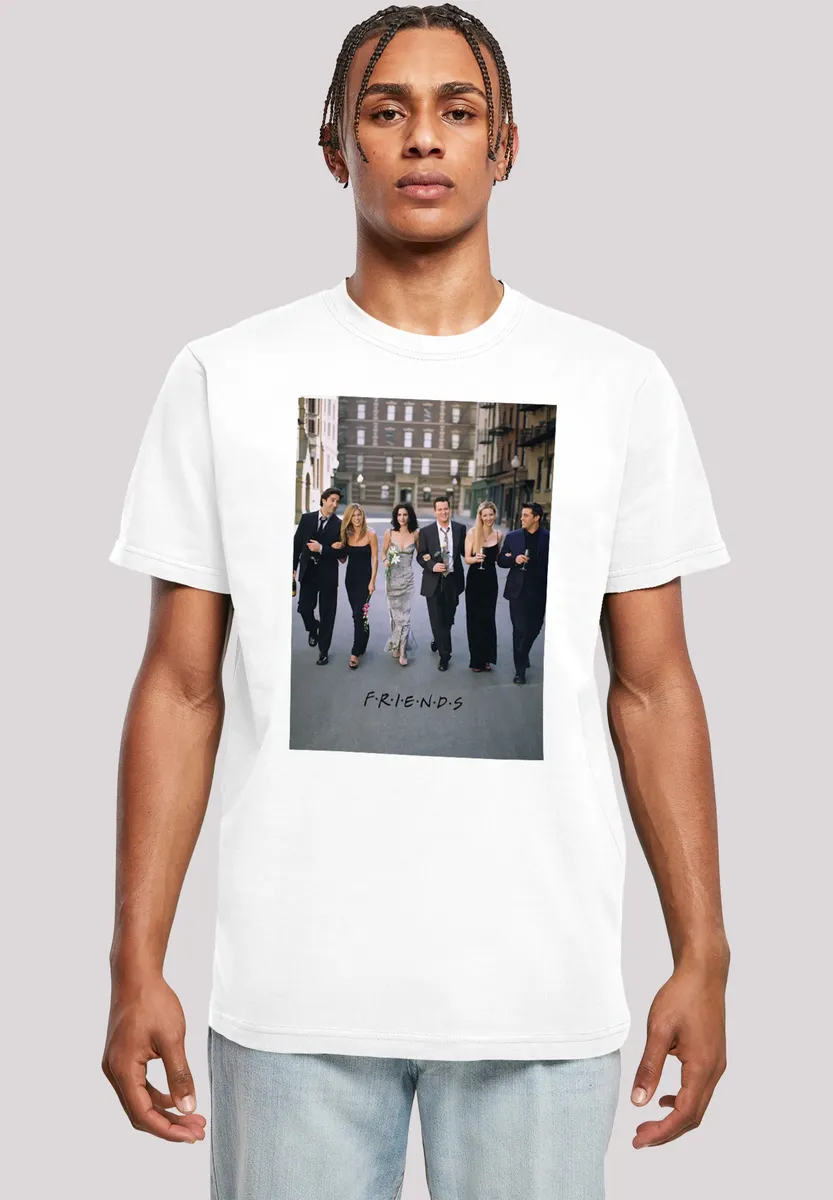 

F4NT4STIC Футболка "FRIENDS TV Series Flowers", мужская, премиум-мерч, стандартного кроя, базовая, с принтом, белый