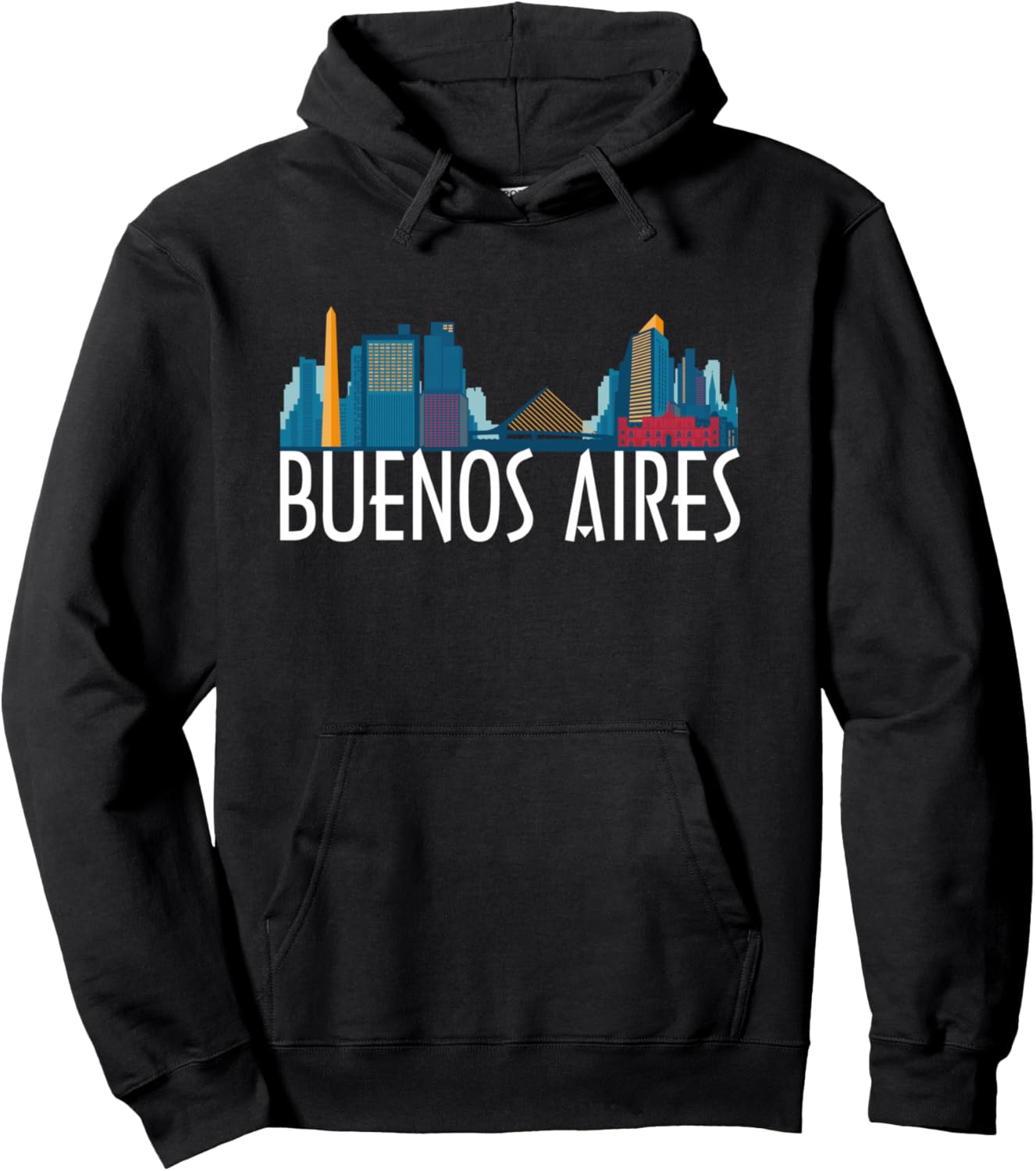 

Худи с силуэтом городского пейзажа Буэнос-Айреса, Аргентина Argentina City Skyline Silhouette Outline, черный