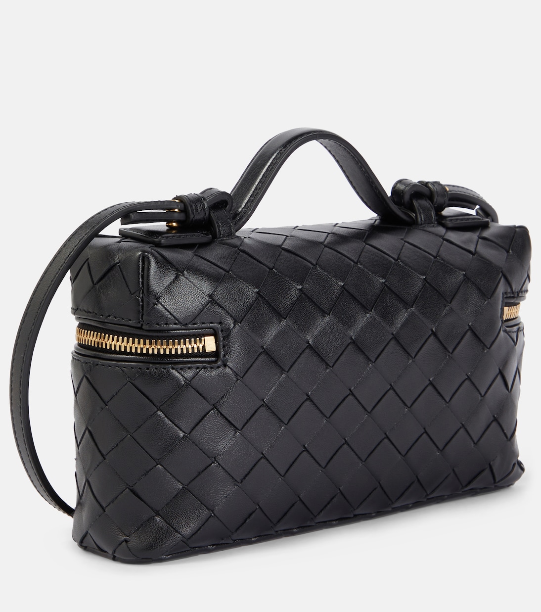 Сумка-тоут Intrecciato из кожи Bang Bang Bottega Veneta, Black-Gold — фото 4