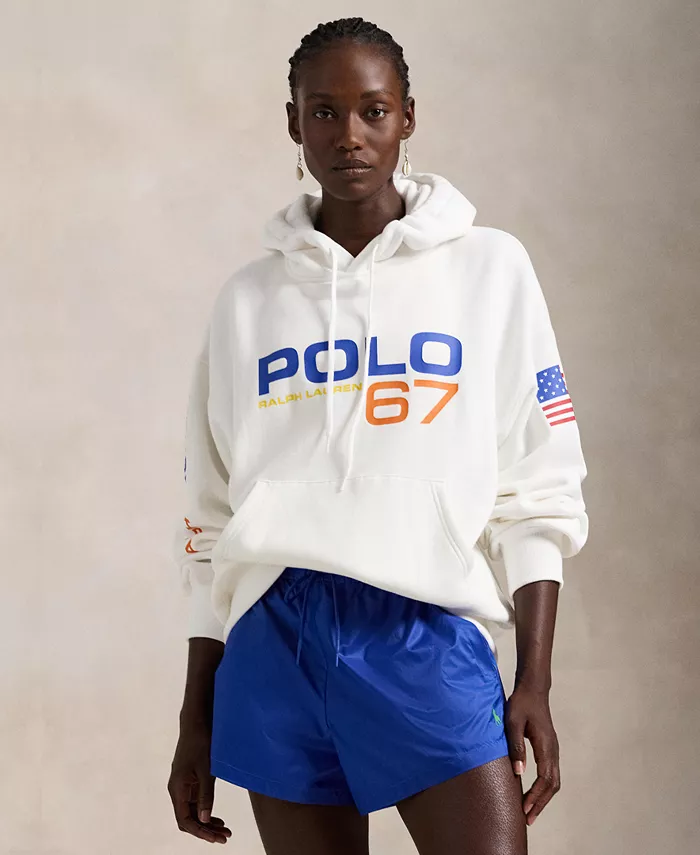 

Женская флисовая худи с логотипом Flag Polo Ralph Lauren, белый