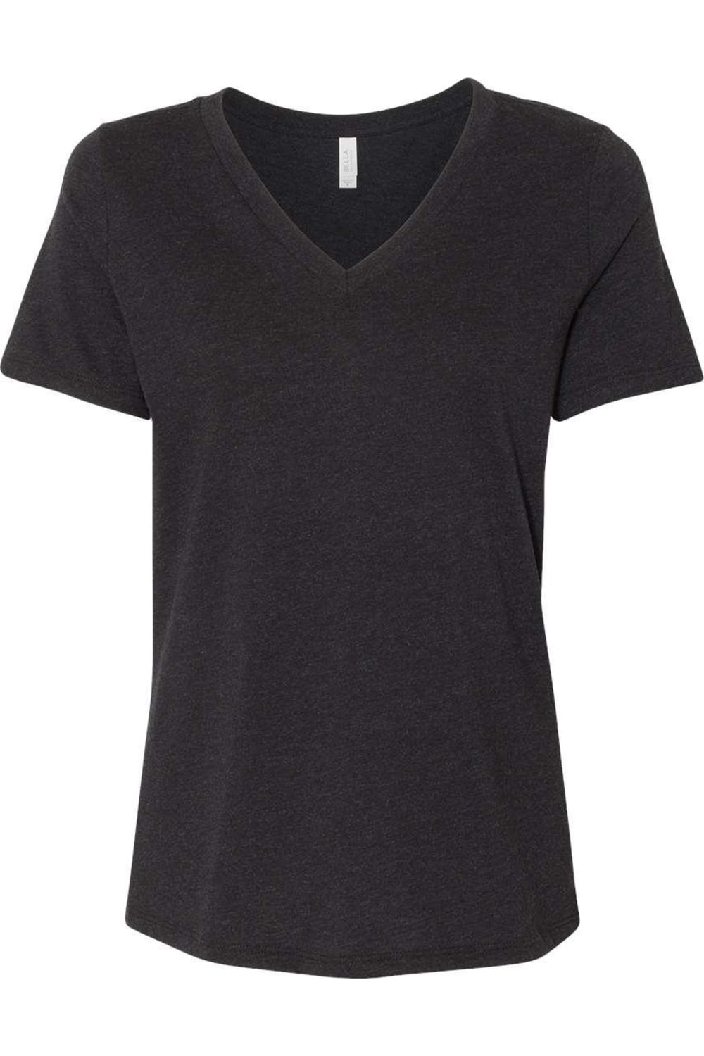 

Женская свободная футболка BELLA + CANVAS Heather CVC с V-образным вырезом, цвет black heather
