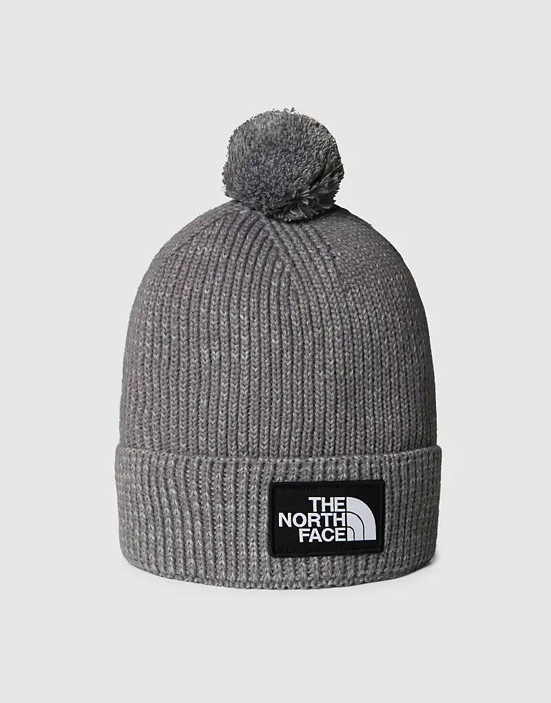 

Шапочка-помпон с логотипом The North Face Tnf в цвете средне-серый меланж