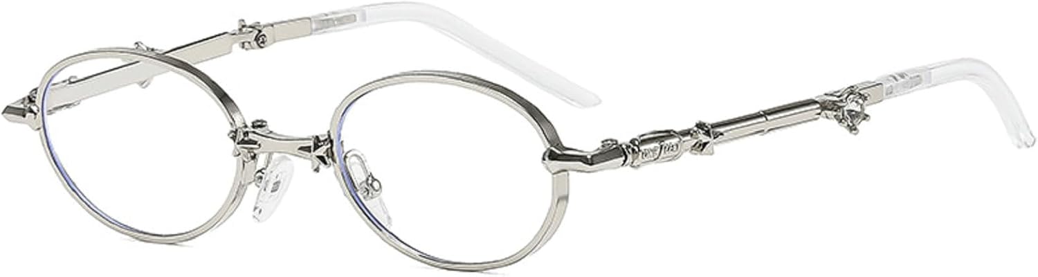 

Женские солнцезащитные очки овальной формы с металлическими элементами, стразами и бриллиантами, модные солнцезащитные очки с кристаллами для женщин mincl, Silver Clear