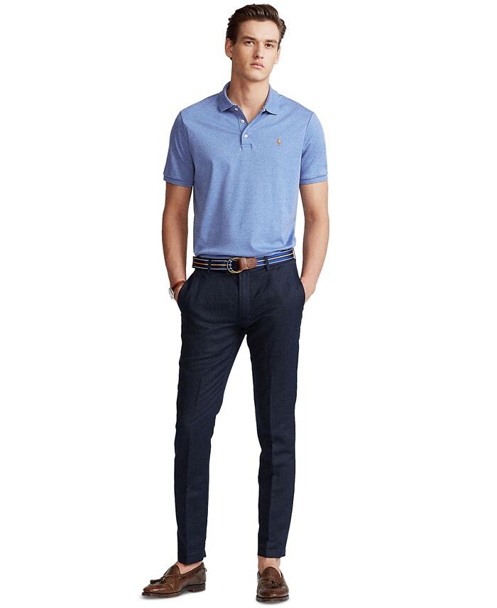 Мужская рубашка-поло классического кроя из мягкого хлопка Polo Ralph Lauren, фиолетовый — фото 3