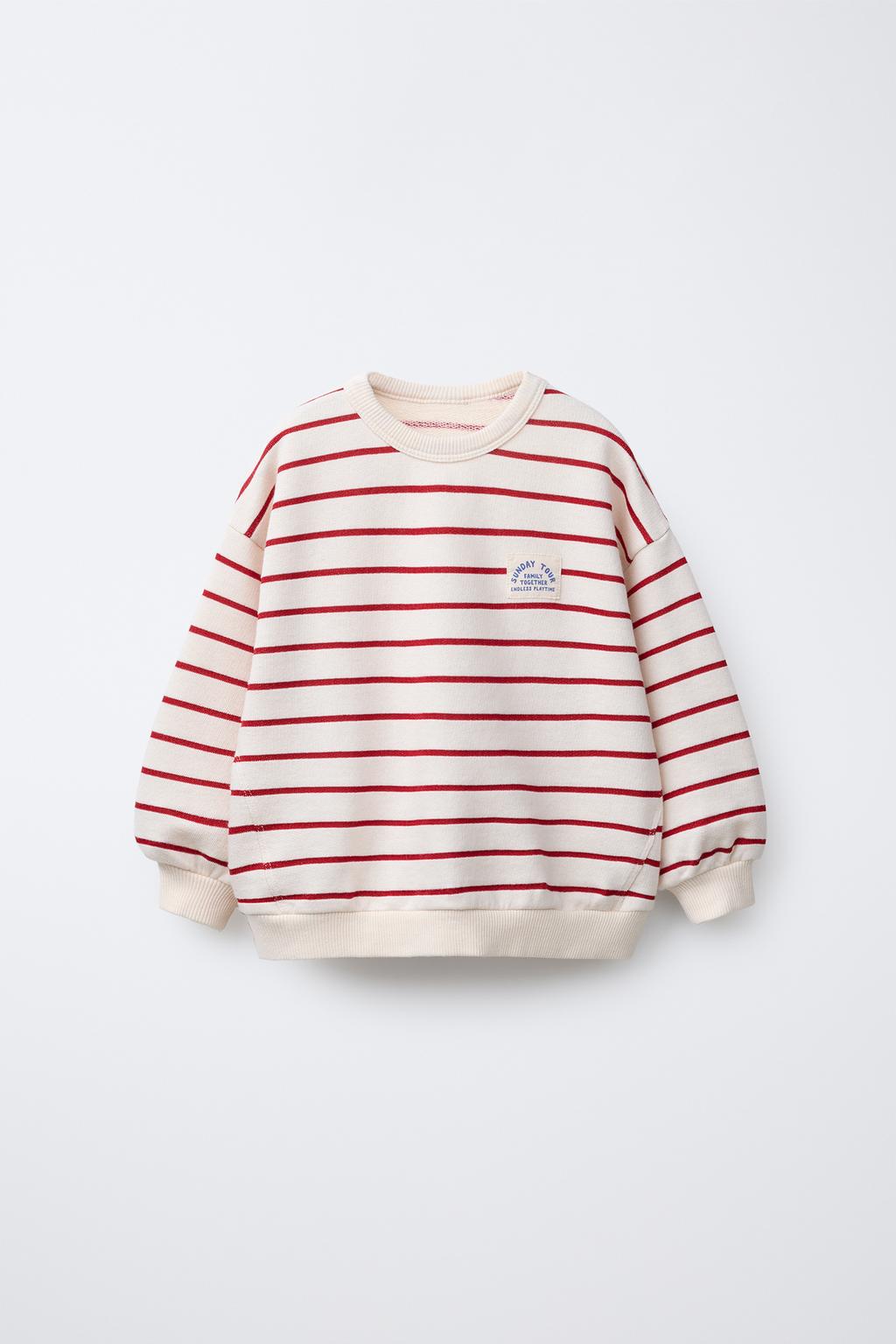 

Толстовка в полоску с этикеткой ZARA, цвет White/Red