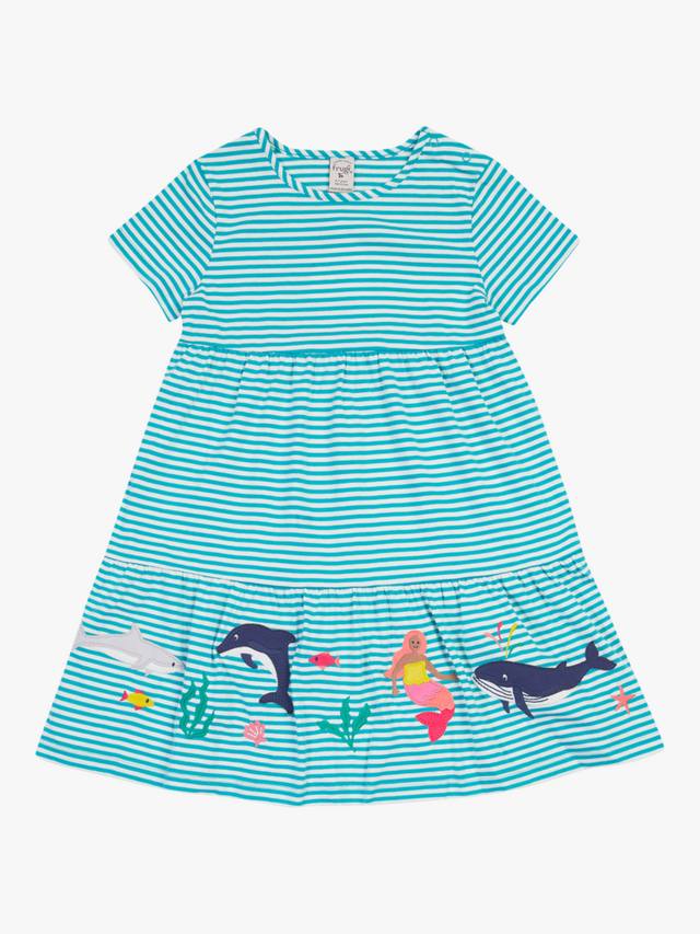 Детское платье Pixy Stripe с аппликацией и ярусами Frugi, Blue — фото 2