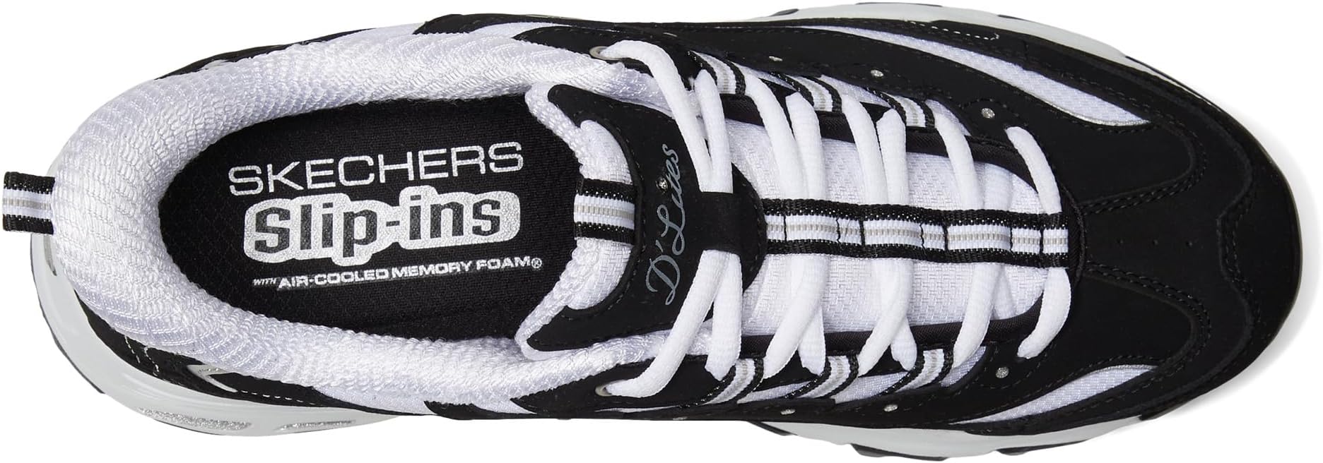 Кроссовки SKECHERS D'Lites Hands Free Slip-INS, цвет Black White — фото 2