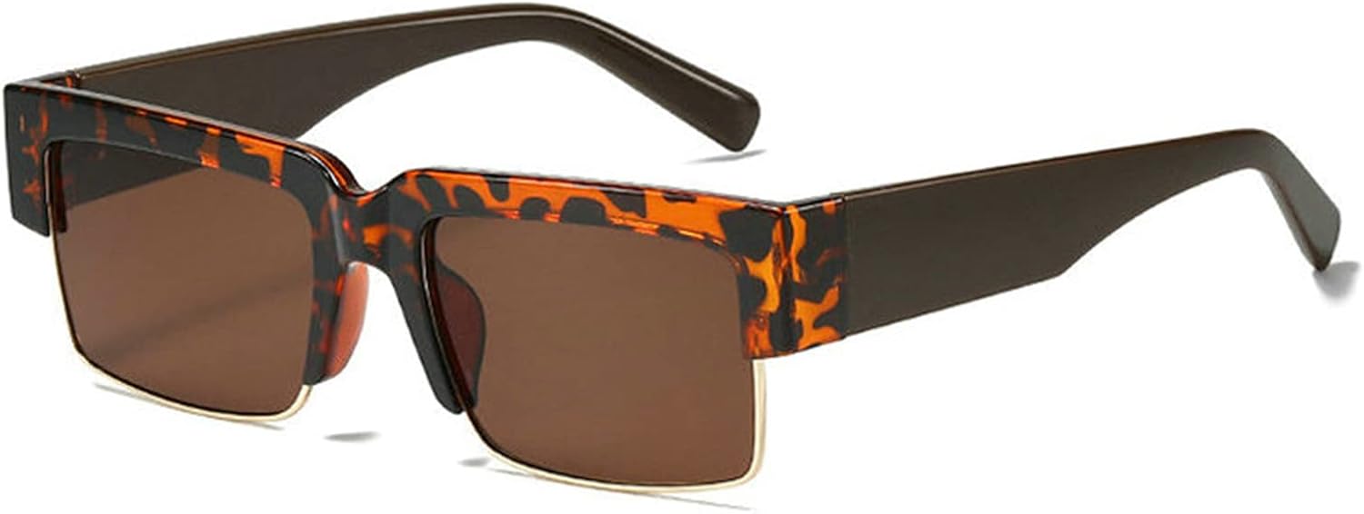 

Willochra Модные солнцезащитные очки с широкими дужками для женщин, винтажные плоские прямоугольные солнцезащитные очки в стиле Y2k для мужчин, черные градиентные очки в стиле хип-хоп, Leopard