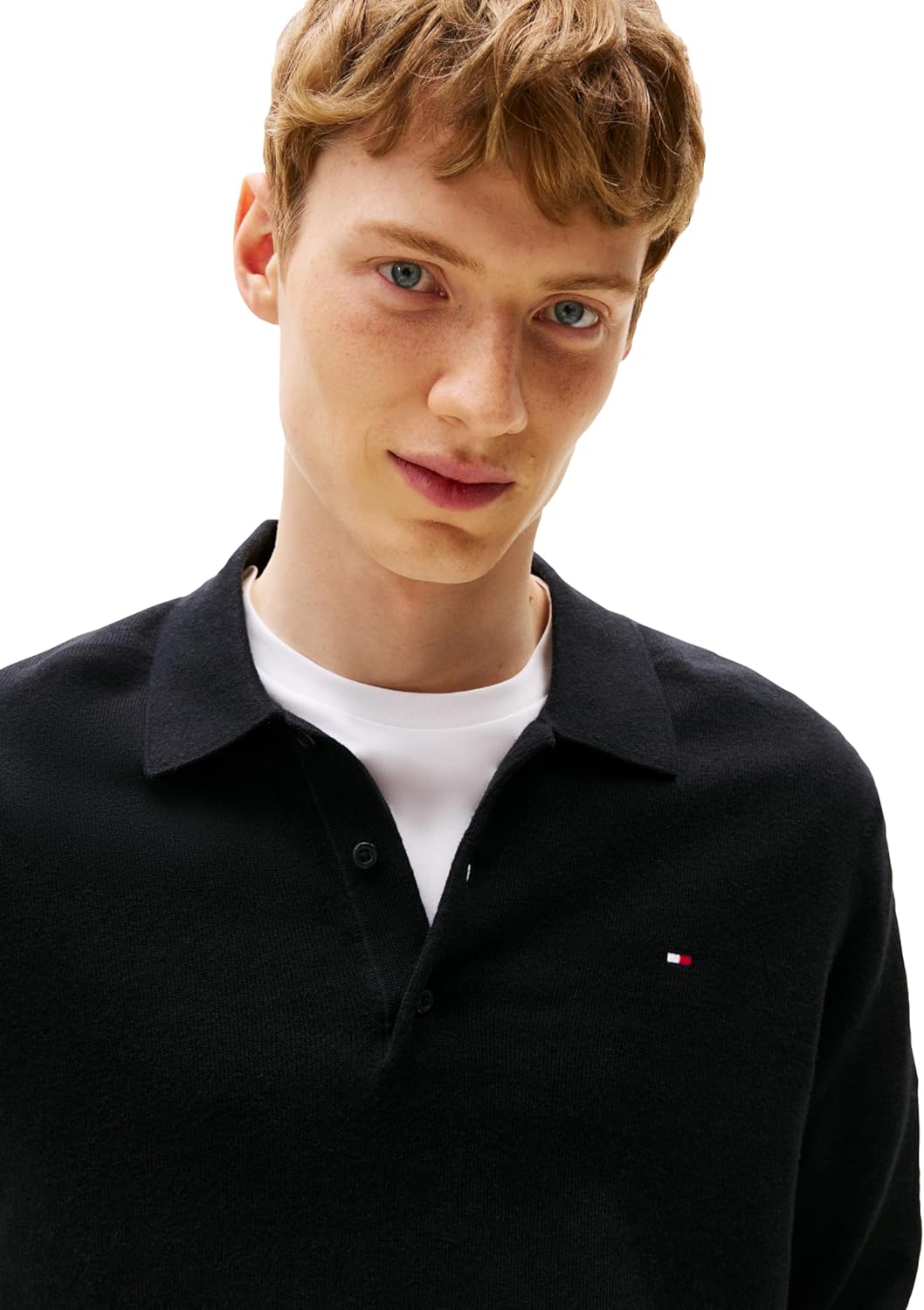 Мужской свитер-поло Tommy Hilfiger из хлопка и кашемира с длинными рукавами, Black — фото 2