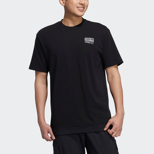 Футболка neo m pk mix gr tee casual sports breathable short sleeve black Adidas, черный — фото 2