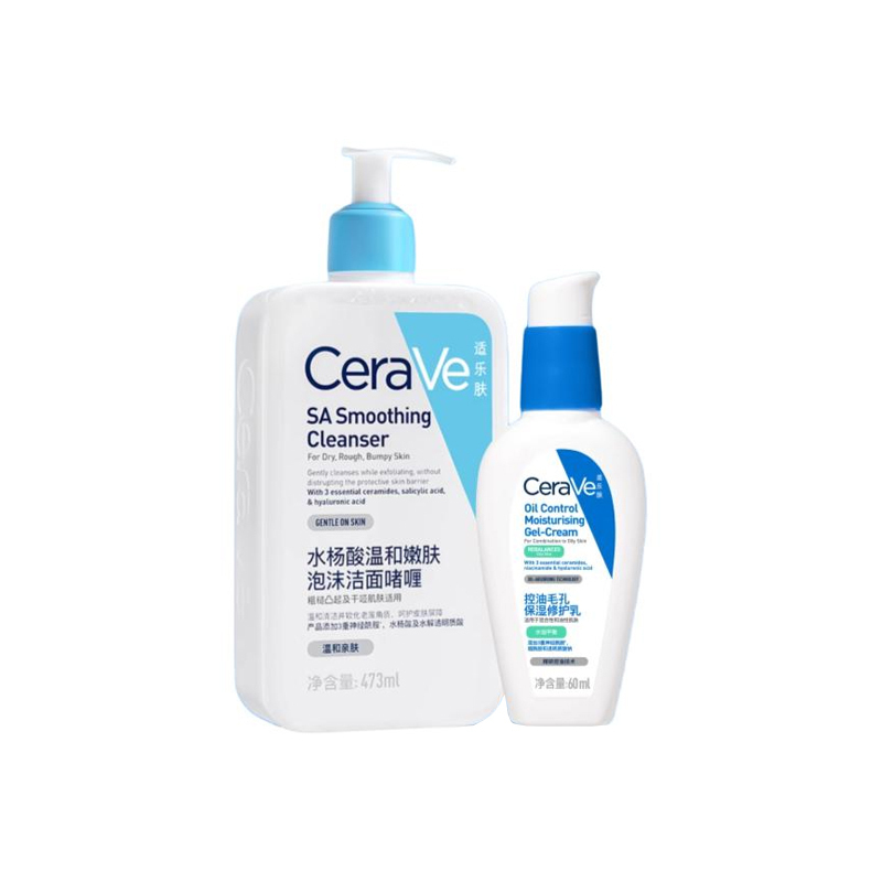 

Набор для ухода за кожей с салициловой кислотой: очищающее средство + лосьон для контроля жира, увлажняющий и восстанавливающий, очищение 236мл+60мл/473мл+60мл CeraVe