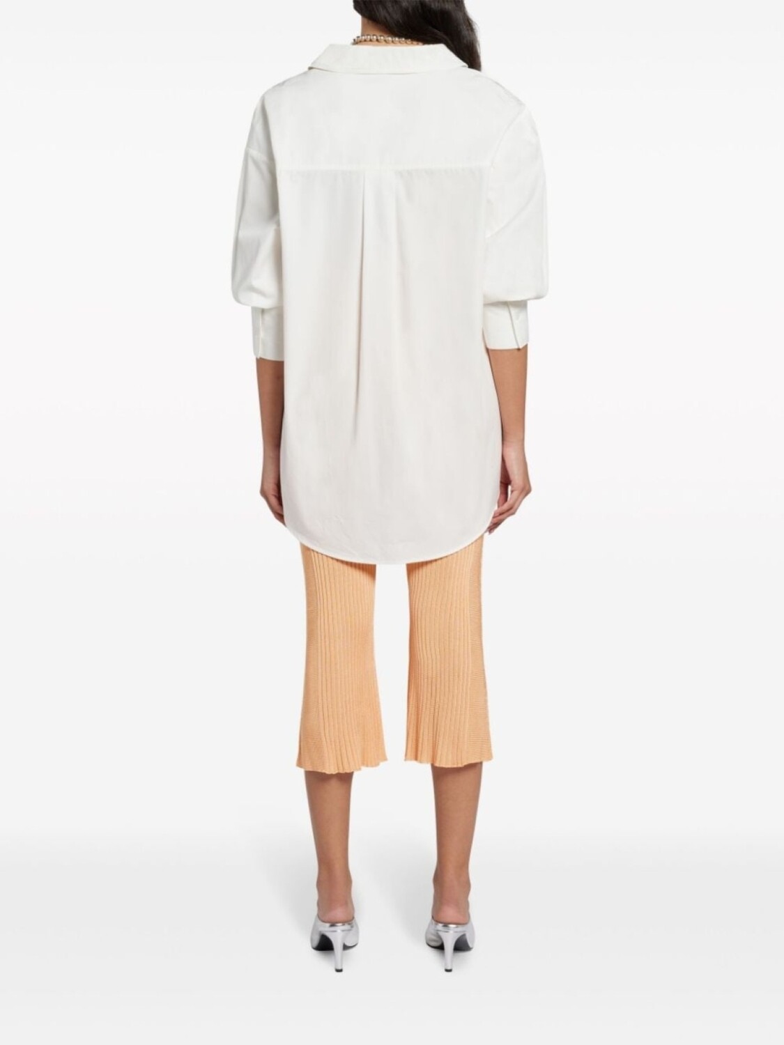 Jil Sander укороченные брюки со вставками в рубчик, оранжевый — фото 4