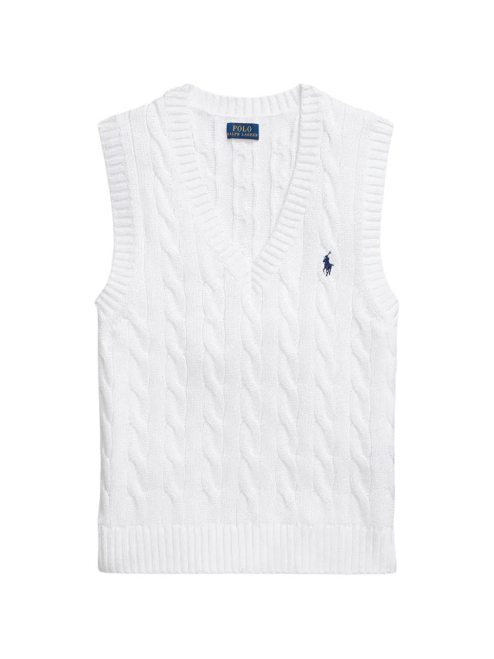 Жилет крупной вязки с V-образным вырезом Polo Ralph Lauren, белый