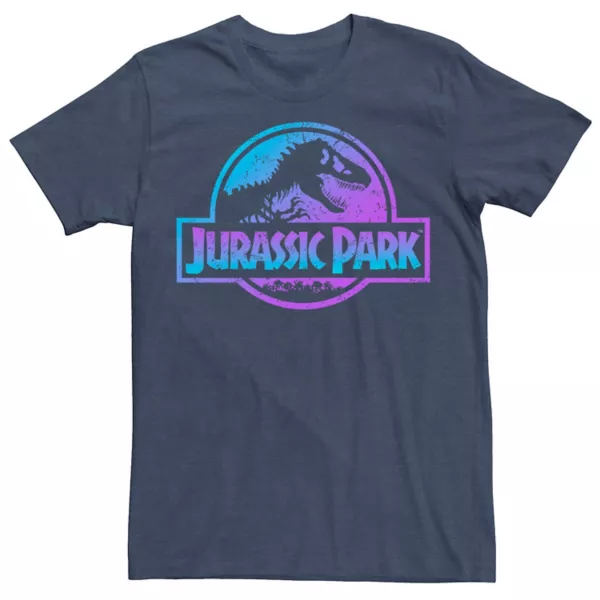 

Мужская футболка Jurassic Park с графическим принтом в виде сине-фиолетового логотипа с окаменелостью Licensed Character, синий