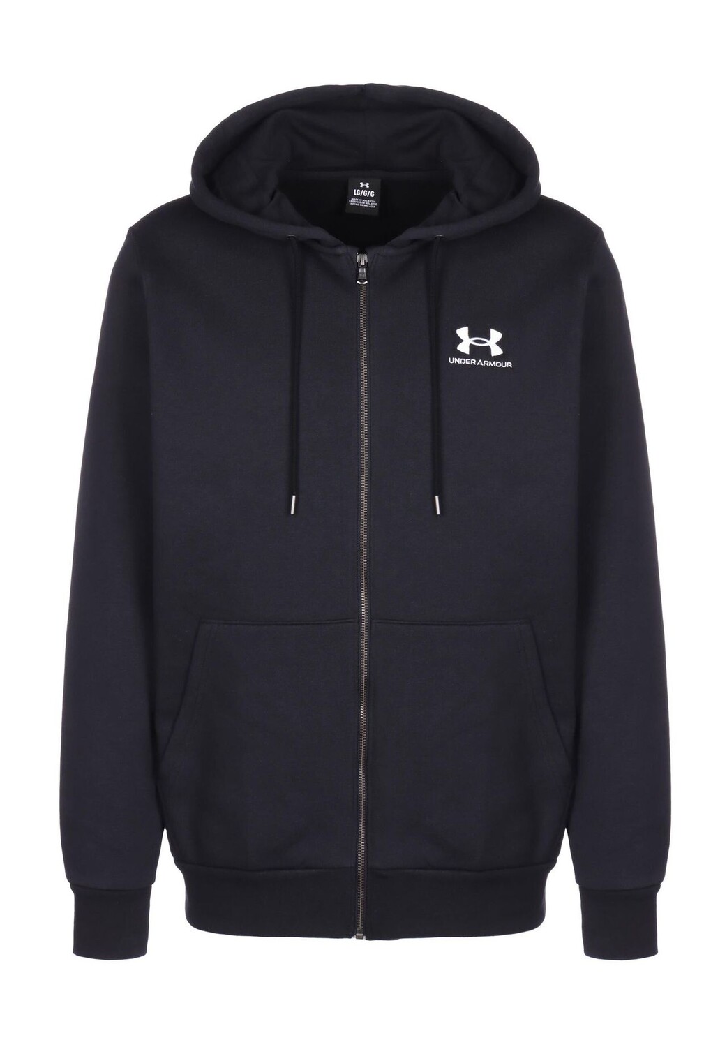

Толстовка Essential Fleece Full Zip, разрезной карман-кенгуру, капюшон, мужская UNDER ARMOUR, черный