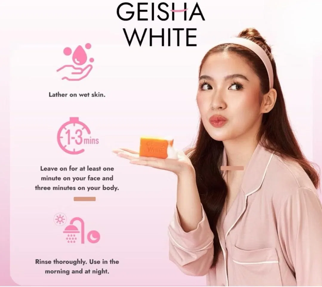 Мыло Geisha White Skin Brightening Bar Soap Classic 65 г х 3 шт розовый — фото 2