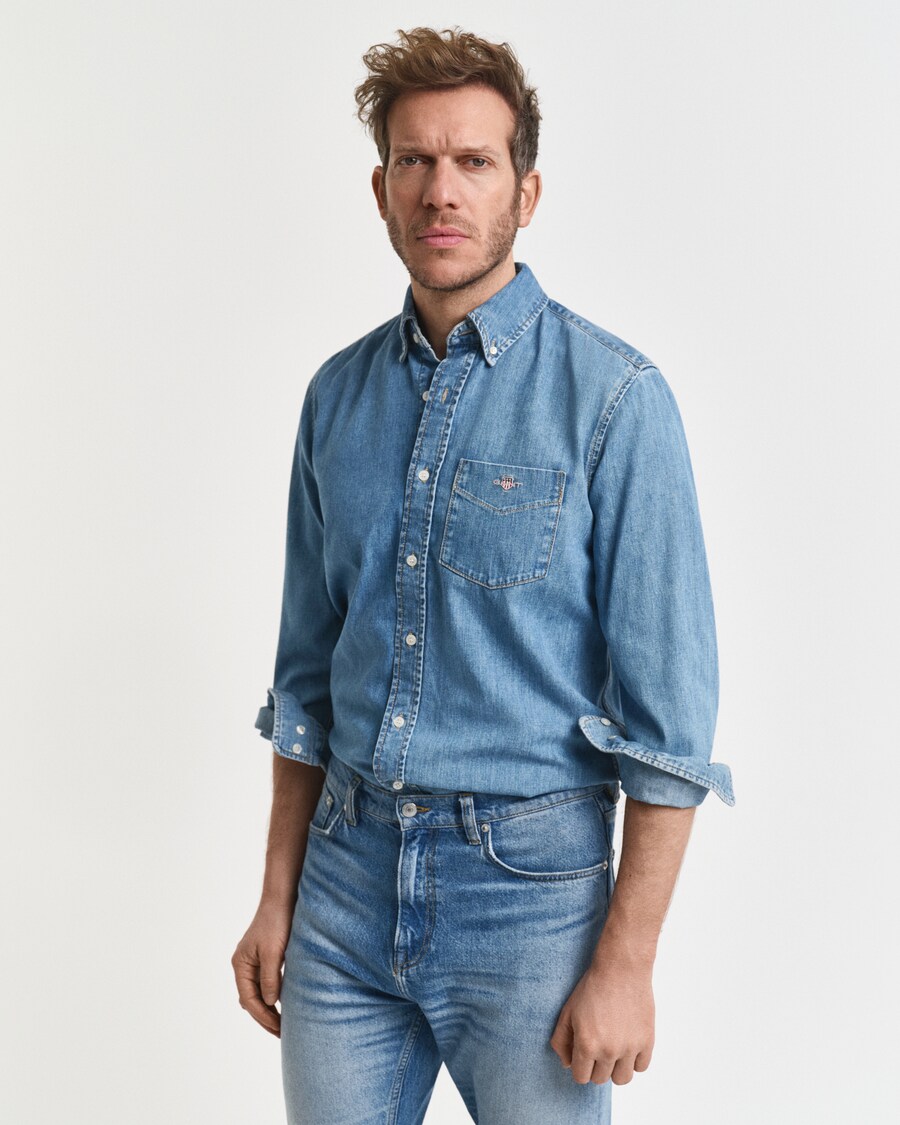 

Рубашка на пуговицах классического кроя GANT, Blue denim